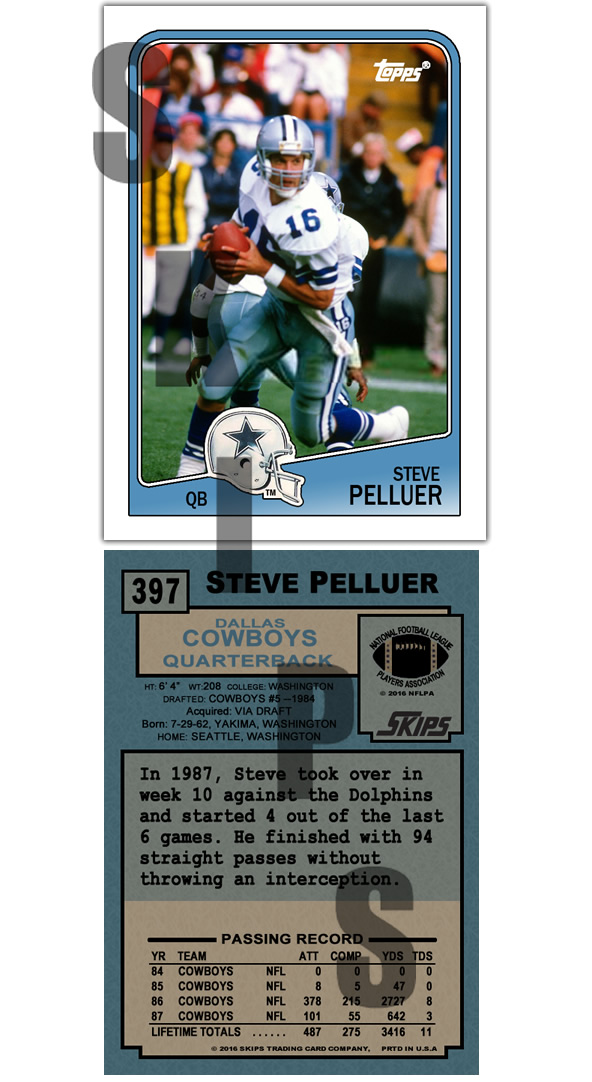 1988 STCC #397 Topps Steve Pelluer Dallas Cowboys