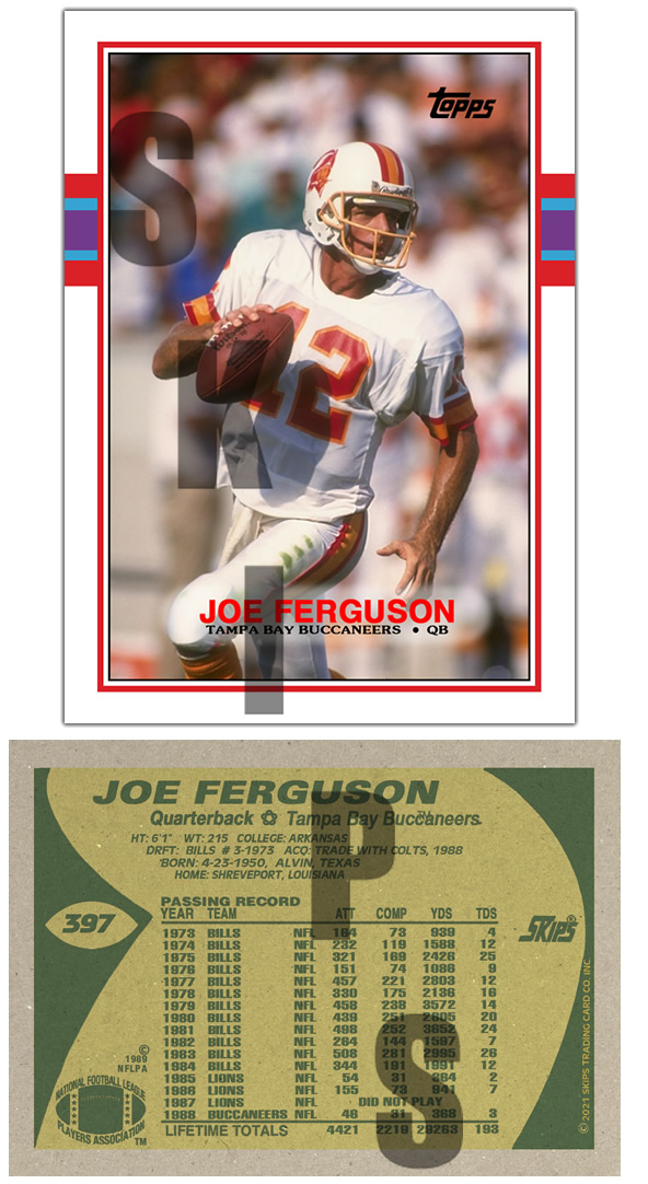 1989 STCC #397 Joe Ferguson Tampa Bay Buccaneers Arkansas
