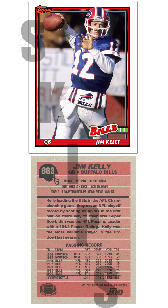 1991 STCC #663 Jim Kelly Buffalo Bills Topps HOF Custom card