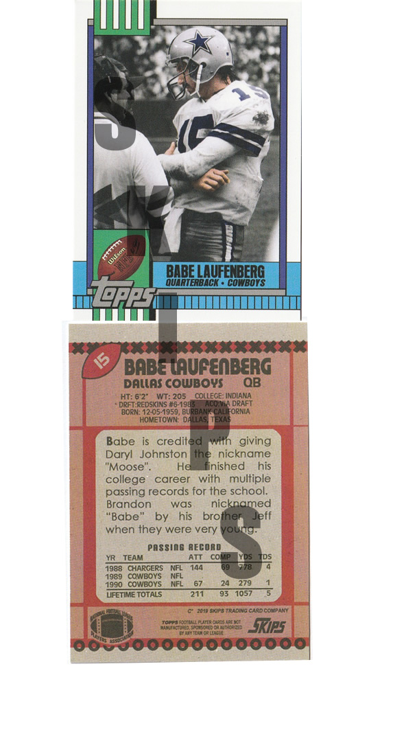 1990 STCC #15 Topps Babe Laufenberg Dallas Cowboys