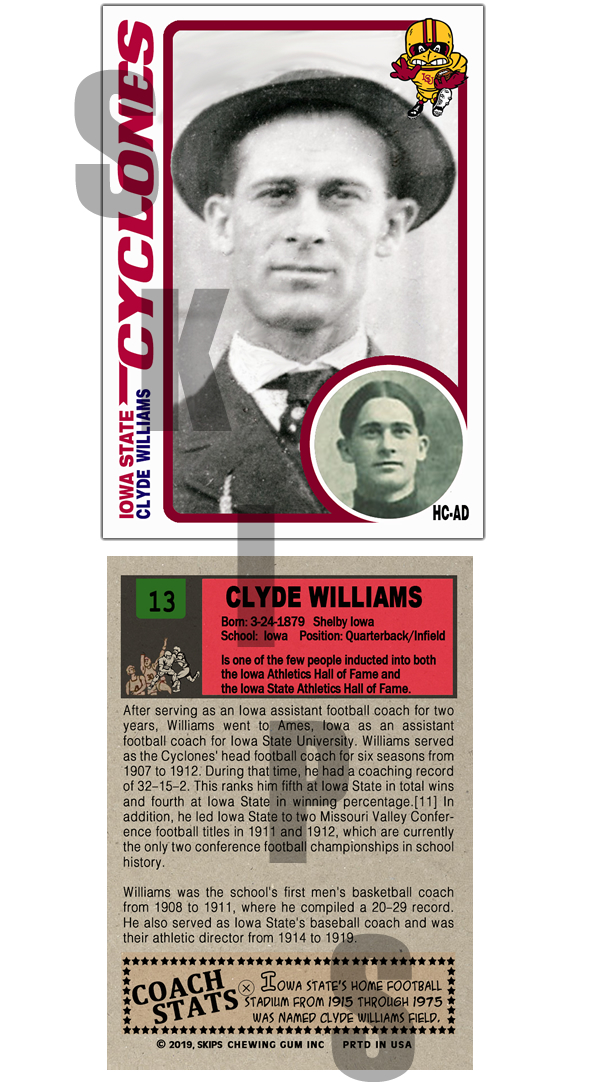 2019 STCC Iowa State Cyclones Legends #13 Clyde Williams HOF
