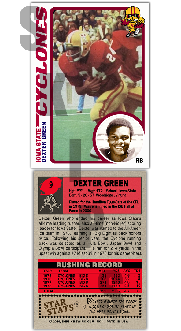 2019 STCC Iowa State Cyclones Legends #9 Dexter Green HOF