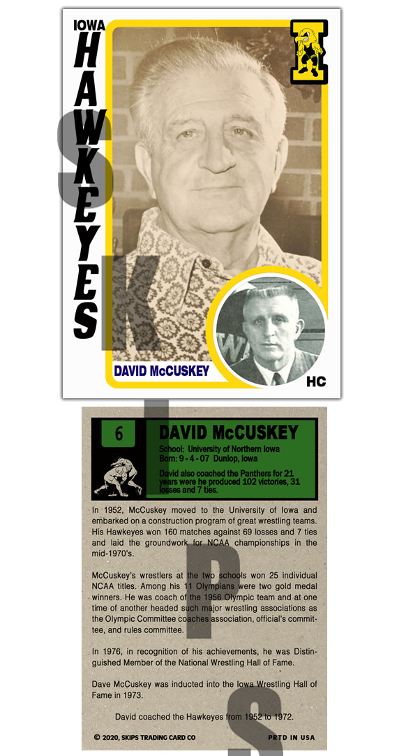 2020 STCC Iowa Hawkeyes Legends #6 David McCuskey HOF