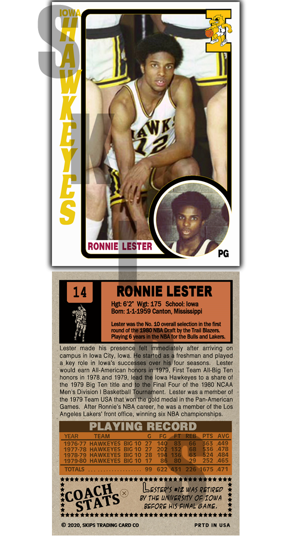 2020 STCC Iowa Hawkeyes Legends #14 Ronnie Lester HOF