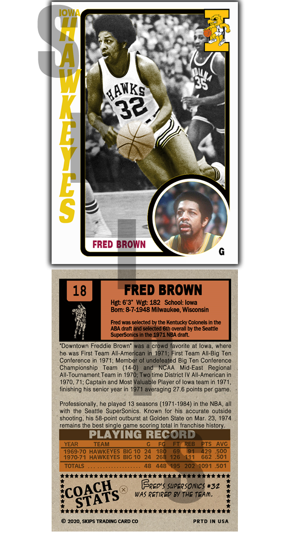 2020 STCC Iowa Hawkeyes Legends #18 Fred Brown Supersonics