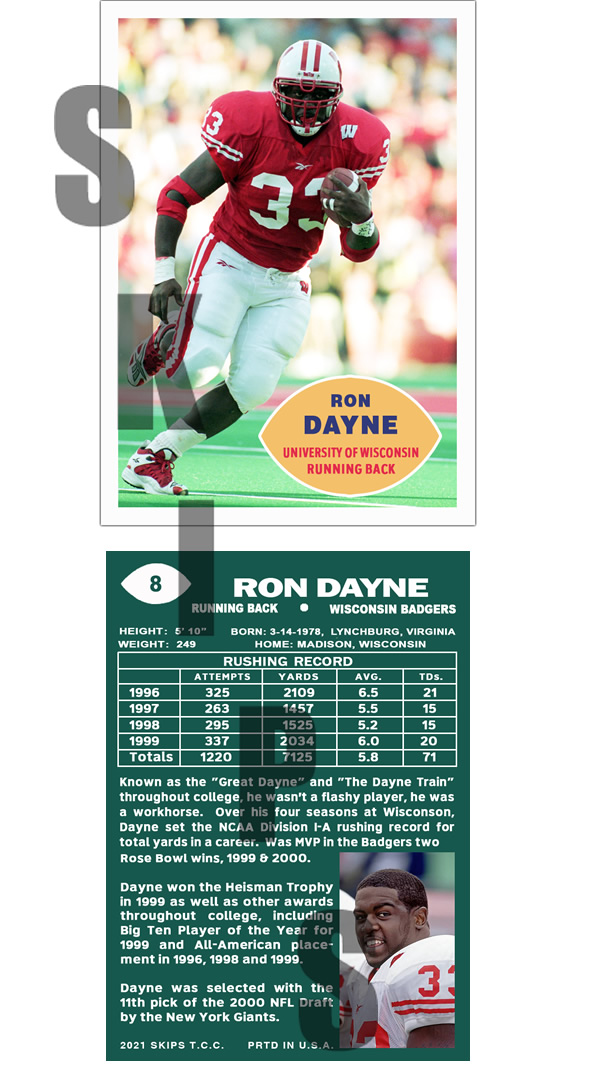 2021 STCC Collegiate Legends #8 Ron Dayne Wisconsin Badgers Heis