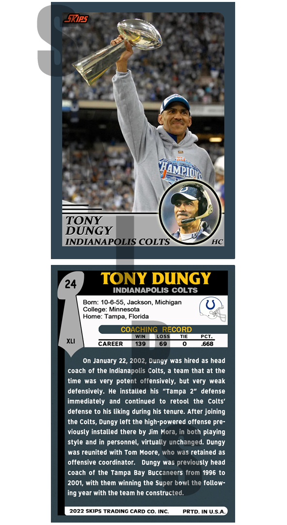 2022 Super Bowl Coaches STCC #24 Tony Dungy Indianapolis Colts S