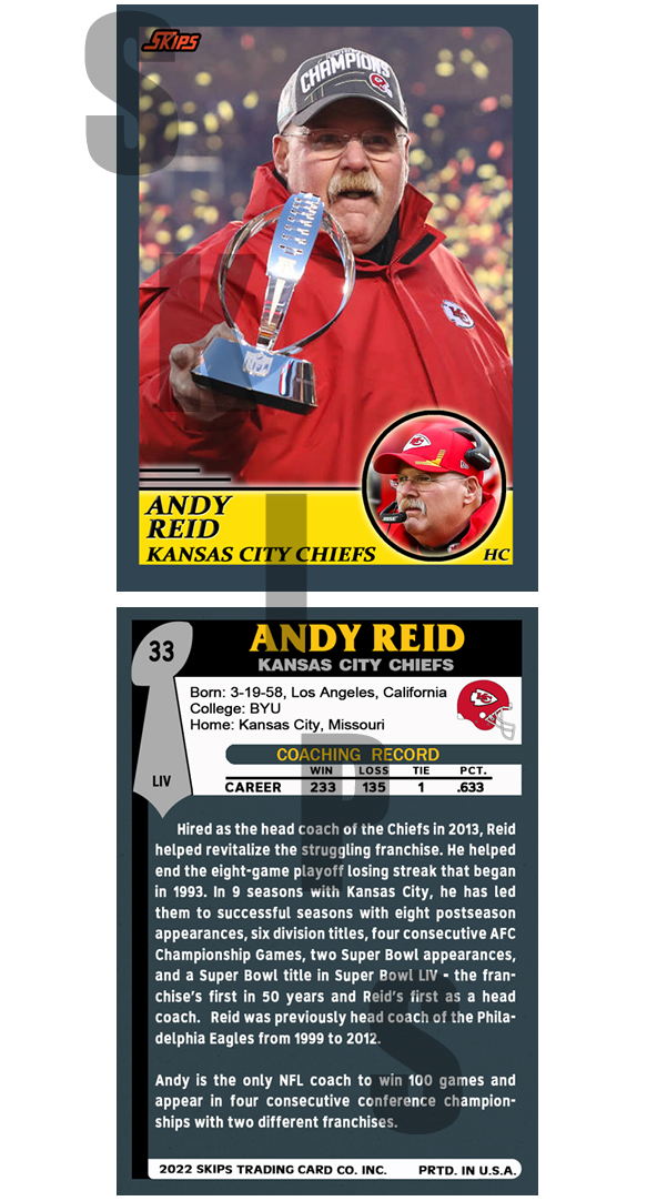 2022 Super Bowl Coaches STCC #33 Andy Reid Kansas City Chiefs