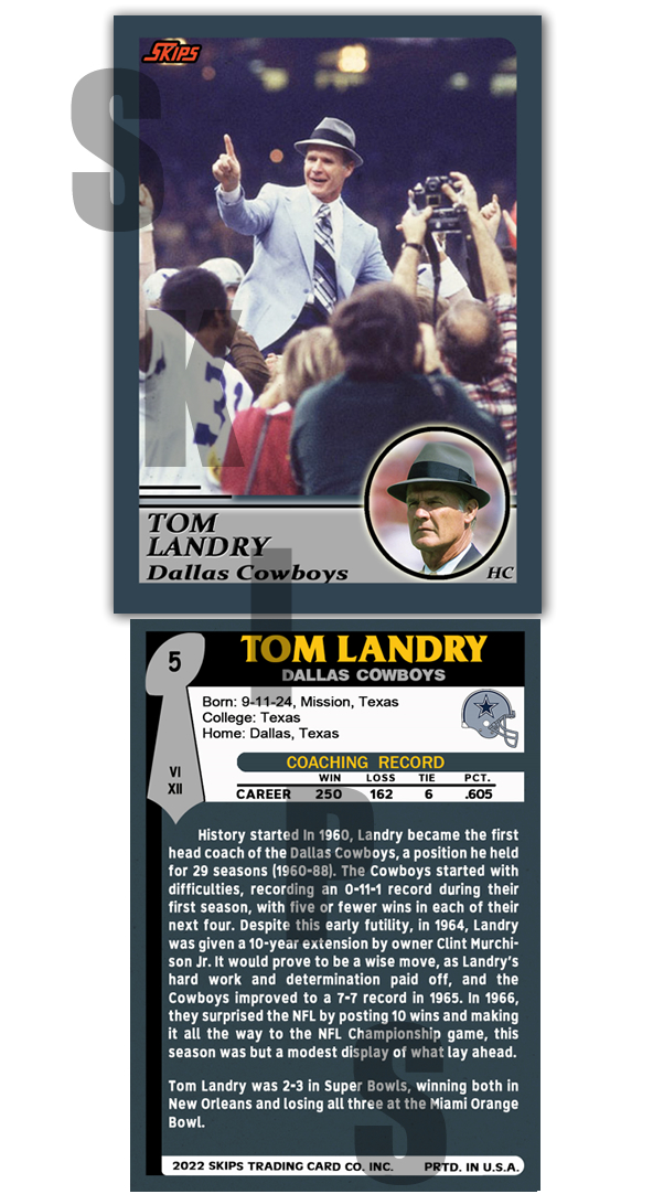 2022 Super Bowl Coaches STCC #5 Tom Landry Dallas Cowboys