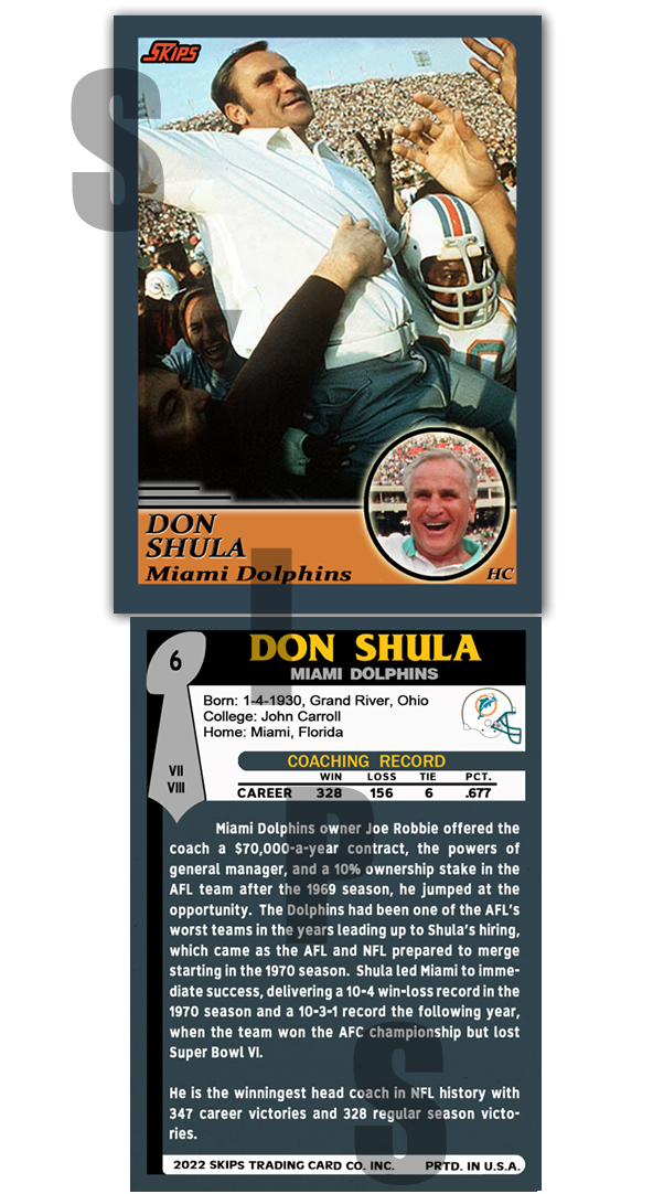 2022 Super Bowl Coaches STCC #6 Don Shula Miami Dolphins