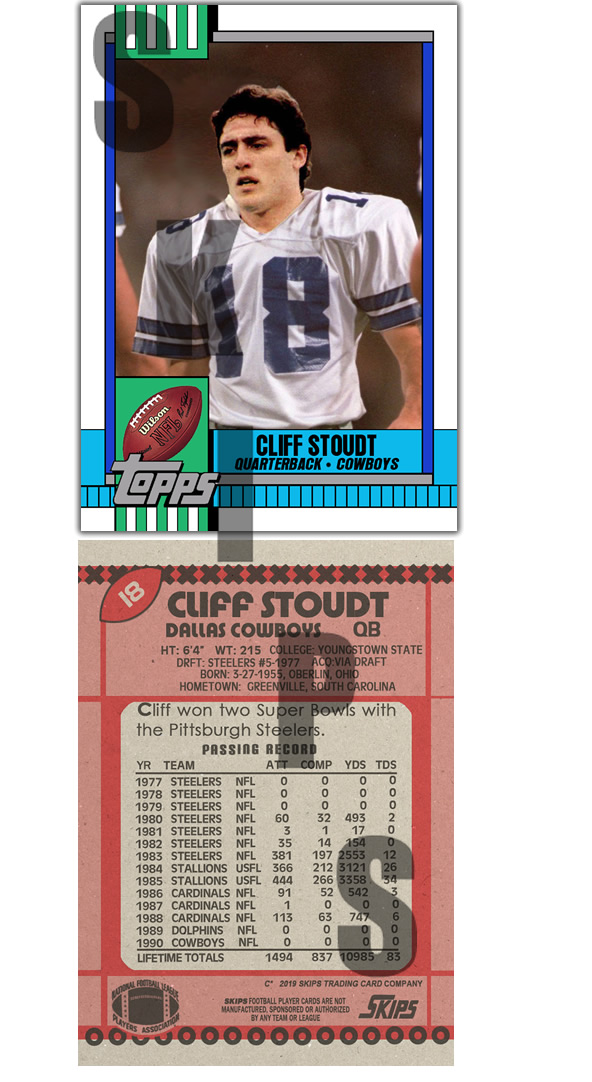 1990 STCC #18 Cliff Stoudt Dallas Cowboys Youngstown State