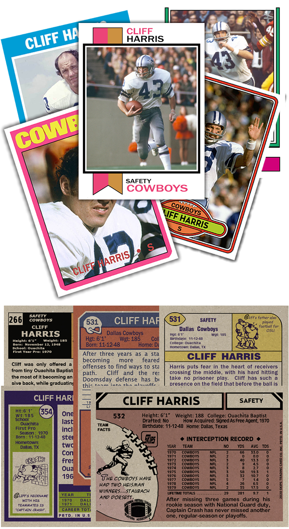1971-1974 1980 STCC Cliff Harris 5 card set missing Topps Dallas
