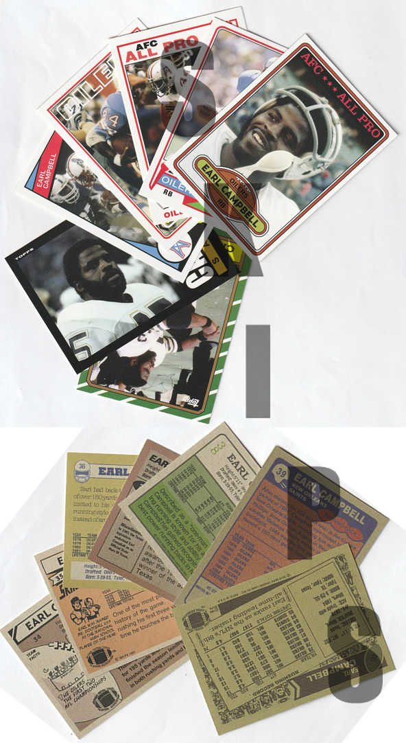 1980-1986 STCC Topps Earl Campbell 7 card set Oilers Saints